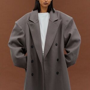 SourceUnknown Wallis Oversized Grandpa Coat Grey | Wool Blend | Minimalist